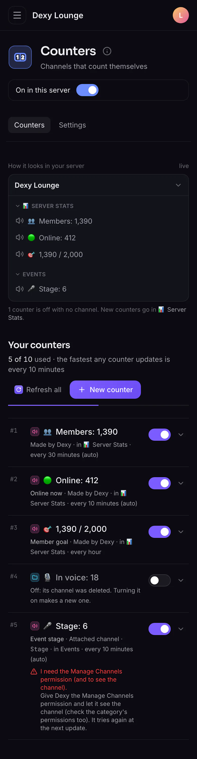 Your counters on a phone
