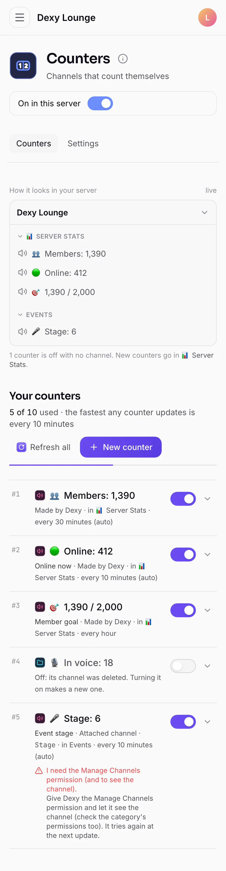 Your counters on a phone